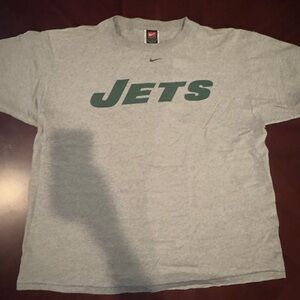 Nike Gray T-Shirt with Green Jets Logo